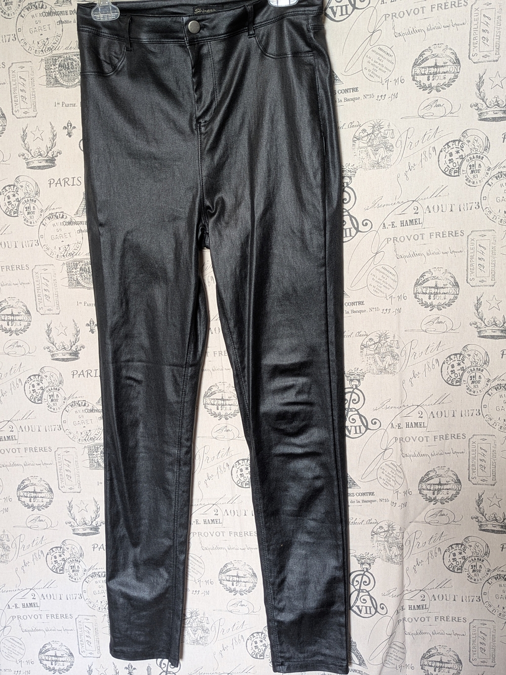 Shinestar Black Faux Leather Skinny Leggings